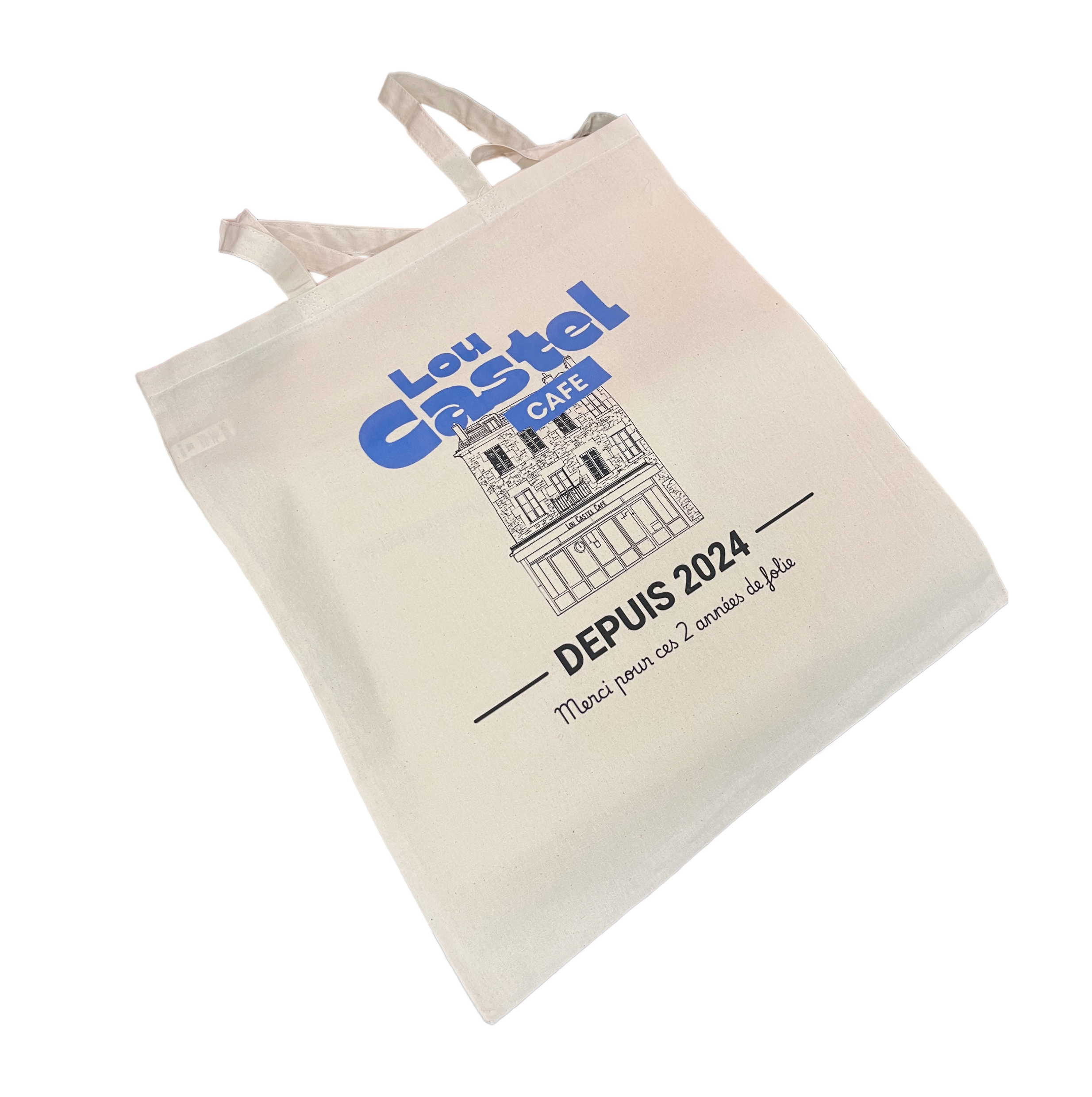 Tote bags imprimés en DTF pour Lou Castel Café
